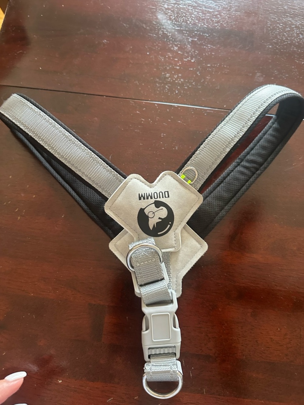 DUDUMI Reflective Dog Harness in Light Gray and Black
